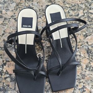 Dolce Vita Black Strappy Square-Toe Heels